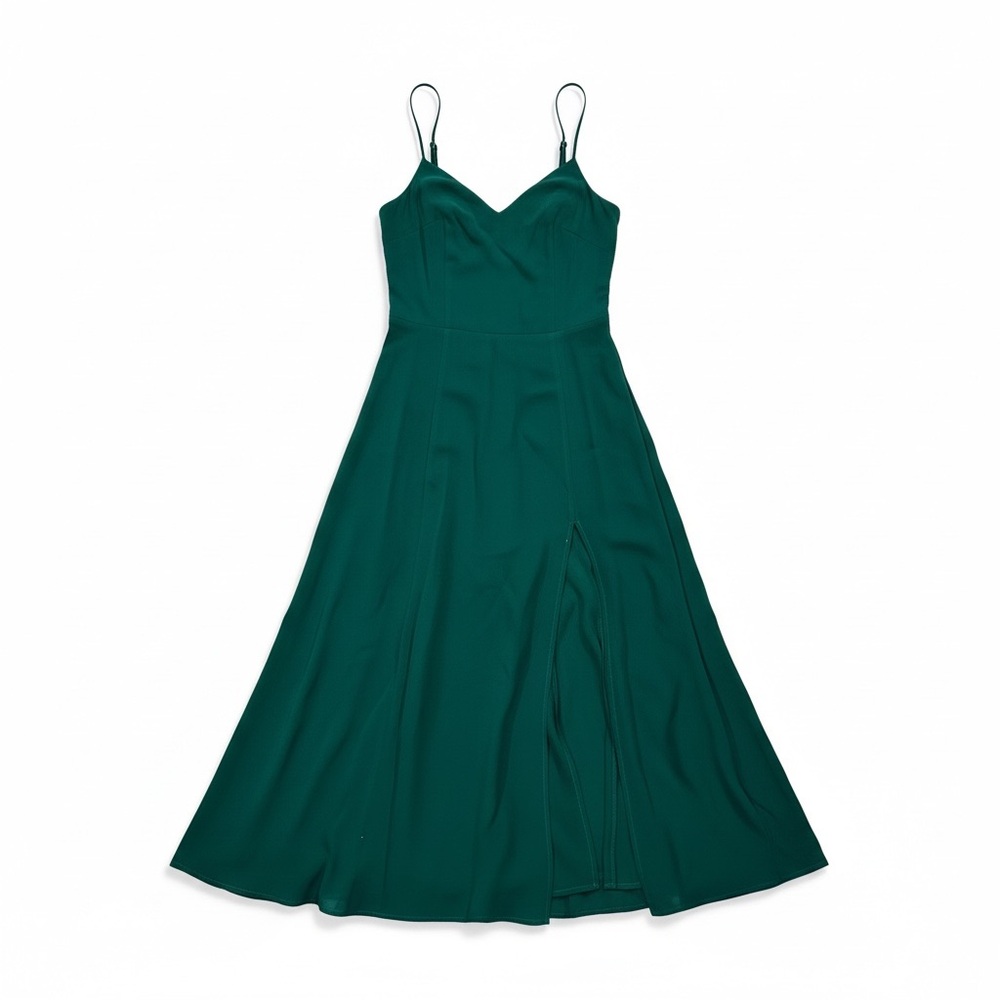 Reformation Jaelyn Midi Dress Emerald Green Size 2 Sweetheart Bustier Slit - Picture 4 of 8